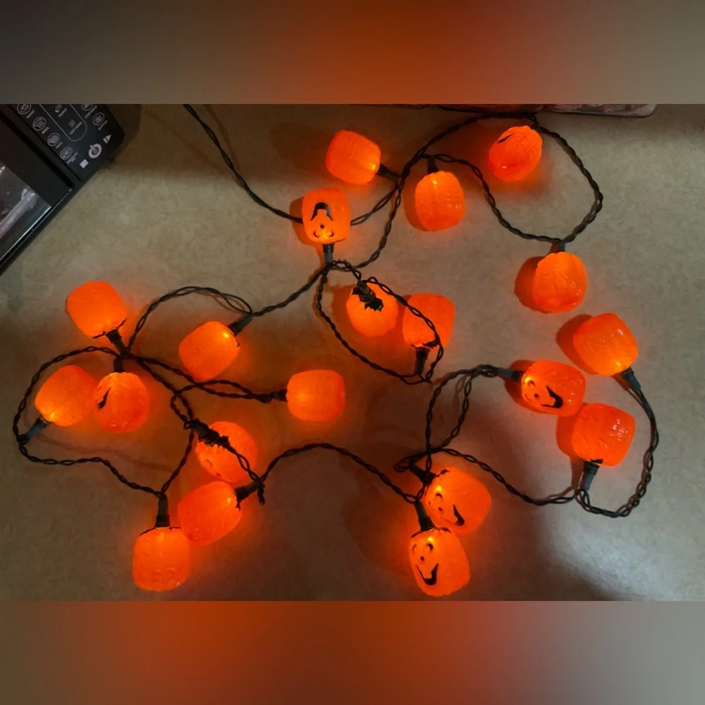Halloween duo/set of pumpkin dangle lights and ghost pumpkin hanging tree decor